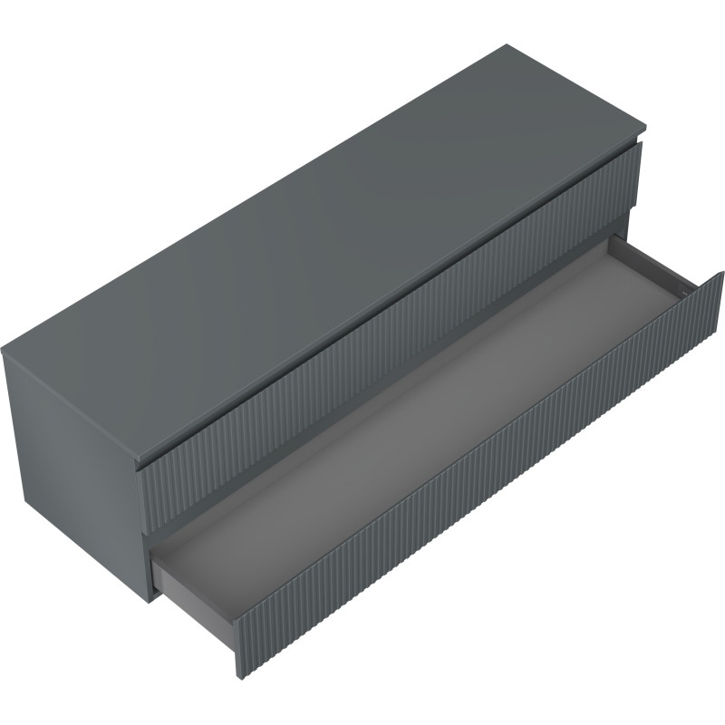 Mexen Rivel 160 cm Unterschrank für das Badezimmer mit Platte, 2 Schubladen, geriffelt, Graphit matt - 91A20-16047-2-BFFC66