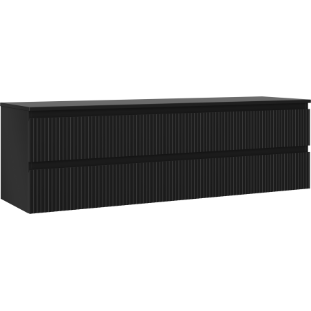 Mexen Rivel Badezimmerschrank 160 cm mit Arbeitsplatte, 2 Schubladen, gerillt, schwarz matt - 91A20-16047-2-BFFC71