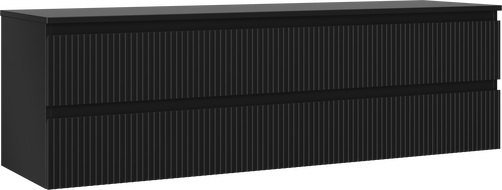 Mexen Rivel Badezimmerschrank 160 cm mit Arbeitsplatte, 2 Schubladen, gerillt, schwarz matt - 91A20-16047-2-BFFC71