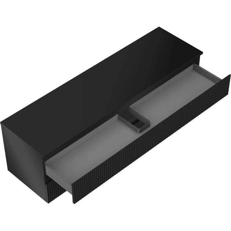 Mexen Rivel Badezimmerschrank 160 cm mit Arbeitsplatte, 2 Schubladen, gerillt, schwarz matt - 91A20-16047-2-BFFC71