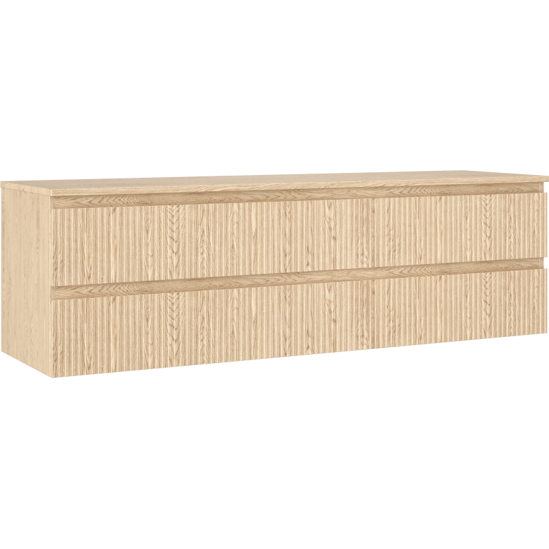 Mexen Rivel Waschtischunterschrank 160 cm mit Arbeitsplatte, 2 Schubladen, geriffelt, Eiche - 91A20-16047-2-BFFC81
