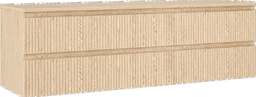 Mexen Rivel Waschtischunterschrank 160 cm mit Arbeitsplatte, 2 Schubladen, geriffelt, Eiche - 91A20-16047-2-BFFC81