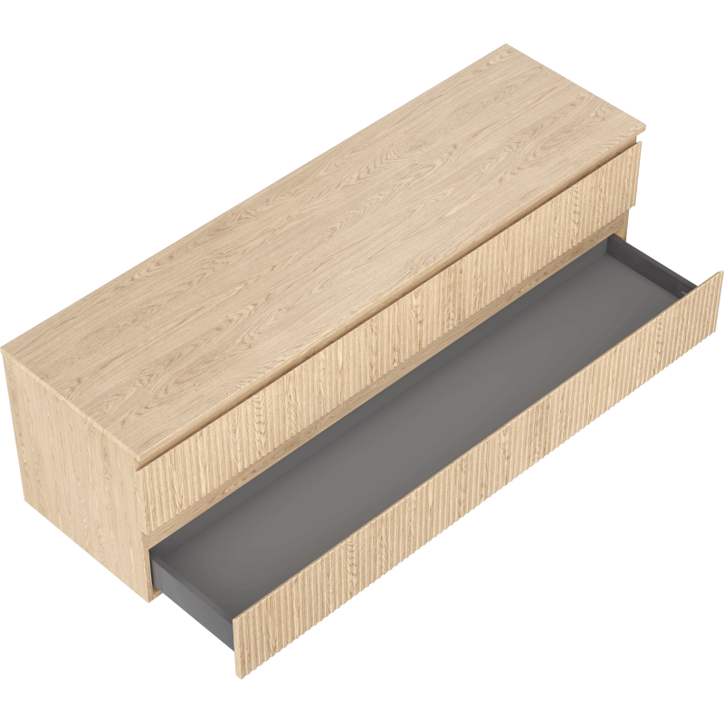 Mexen Rivel Waschtischunterschrank 160 cm mit Arbeitsplatte, 2 Schubladen, geriffelt, Eiche - 91A20-16047-2-BFFC81