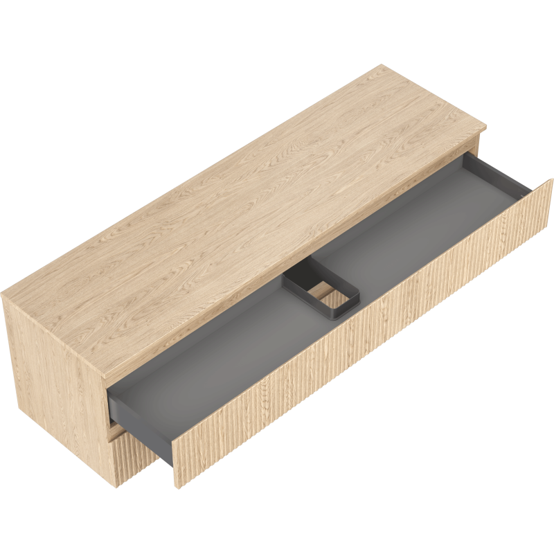 Mexen Rivel Waschtischunterschrank 160 cm mit Arbeitsplatte, 2 Schubladen, geriffelt, Eiche - 91A20-16047-2-BFFC81