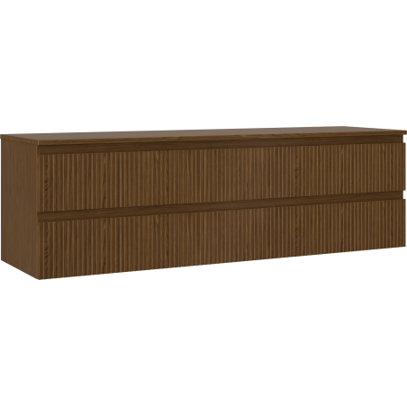 Mexen Rivel Badezimmerunterschrank 160 cm mit Platte, 2 Schubladen, geriffelt, Nuss - 91A20-16047-2-BFFC86