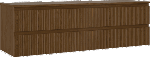 Mexen Rivel Badezimmerunterschrank 160 cm mit Platte, 2 Schubladen, geriffelt, Nuss - 91A20-16047-2-BFFC86