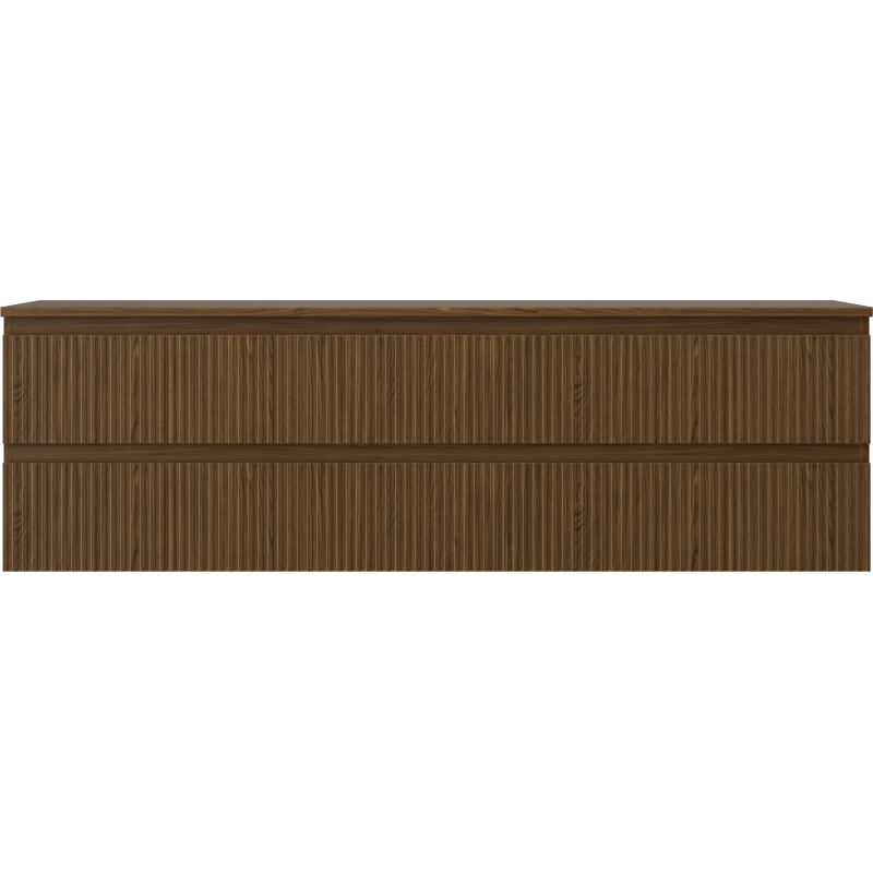 Mexen Rivel Badezimmerunterschrank 160 cm mit Platte, 2 Schubladen, geriffelt, Nuss - 91A20-16047-2-BFFC86