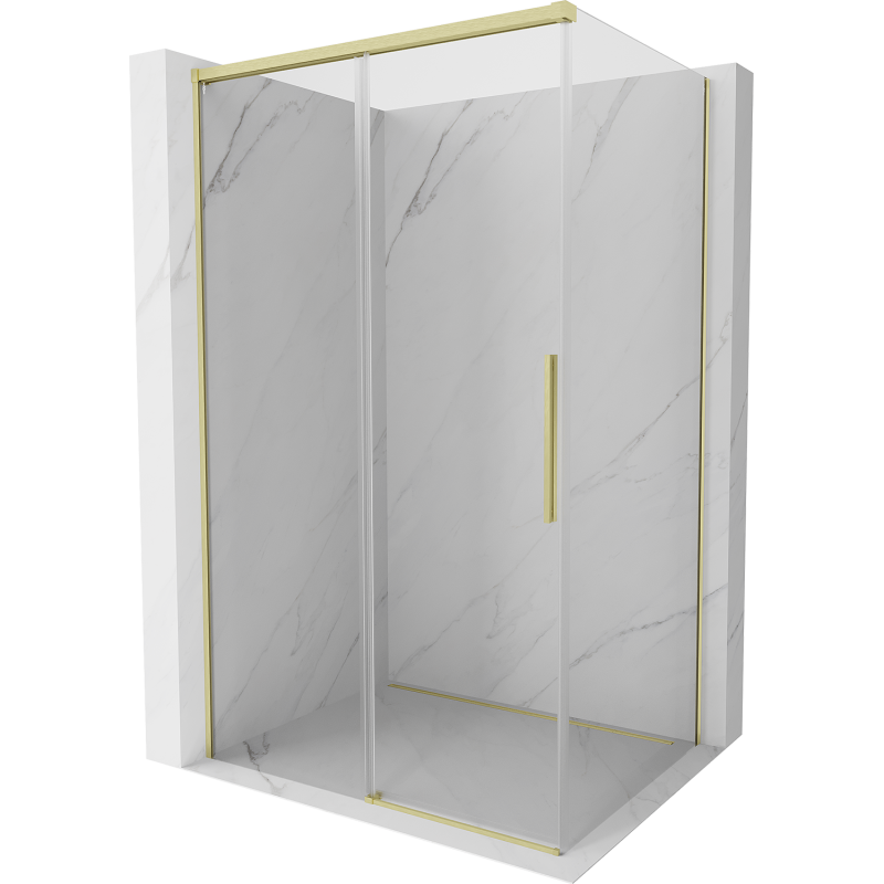 Mexen Rox Duschkabine Schiebetür 105 x 95 cm, transparent, gebürstetes Gold - 8C2-105-095-55-00