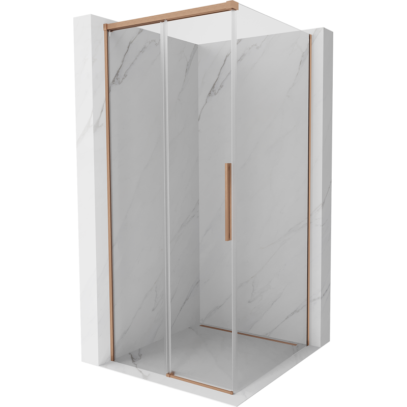 Mexen Rox Duschkabine Schiebetür 100 x 100 cm, transparent, gebürstetes Kupfer - 8C2-100-100-65-00