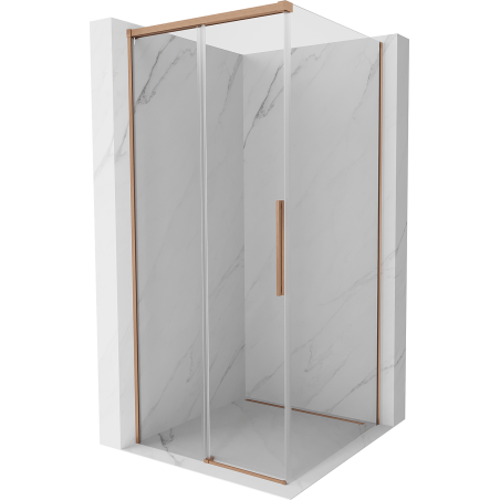 Mexen Rox Duschkabine Schiebetür 100 x 100 cm, transparent, gebürstetes Kupfer - 8C2-100-100-65-00