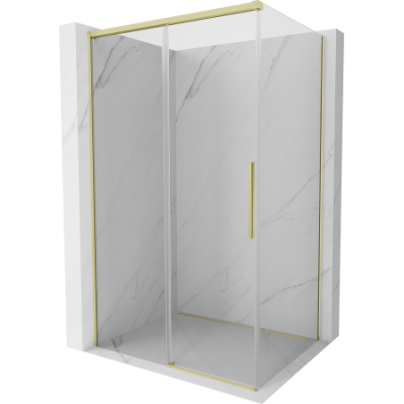 Mexen Rox Duschkabine Schiebetür 155 x 95 cm, transparent, gebürstetes Gold - 8C2-155-095-55-00