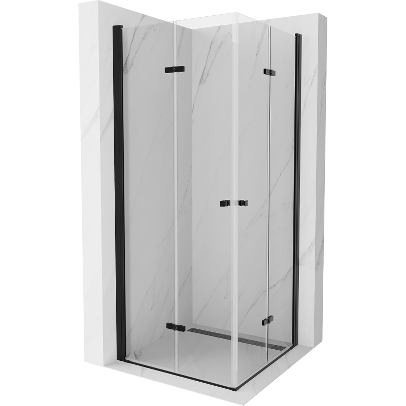 Mexen Lima Duo klappbare Duschkabine 70 x 70 cm, transparent, schwarz - 856-070-070-70-00-02