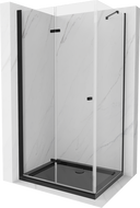 Mexen Lima faltbare Duschkabine 80 x 100 cm, transparent, schwarz + Flat Duschwanne, schwarz - 856-080-100-70-00-4070B