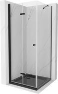 Mexen Lima faltbare Duschkabine 90 x 90 cm, transparent, schwarz + Duschwanne Flat, schwarz - 856-090-090-70-00-4070B