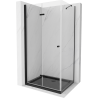 Mexen Lima faltbare Duschkabine 100 x 80 cm, transparent, schwarz + Duschwanne Flat, schwarz - 856-100-080-70-00-4070B
