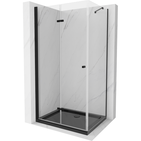 Mexen Lima duschkabine faltbar 90 x 120 cm, transparent, schwarz + Duschwanne Flat, schwarz - 856-090-120-70-00-4070B