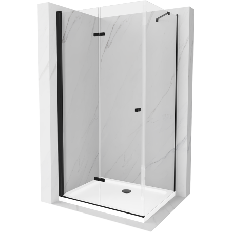 Mexen Lima faltbare Duschkabine 70 x 120 cm, transparent, schwarz + Flat Duschwanne, weiß - 856-070-120-70-00-4010B
