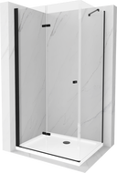 Mexen Lima faltbare Duschkabine 80 x 100 cm, transparent, schwarz + Flat Duschwanne, weiß - 856-080-100-70-00-4010B