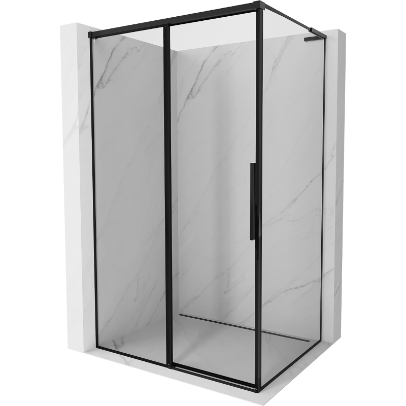 Mexen Rox L Duschkabine schiebbar links 100 x 75 cm, schwarzer Rahmen, schwarz - 8C2L-100-075-70-70-L