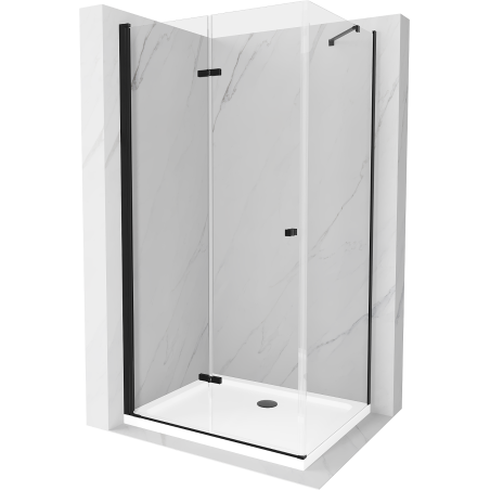 Mexen Lima faltbare Duschkabine 90 x 110 cm, transparent, schwarz + Flachwanne, weiß - 856-090-110-70-00-4010B