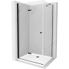 Mexen Lima faltbare Duschkabine 90 x 110 cm, transparent, schwarz + Flachwanne, weiß - 856-090-110-70-00-4010B