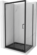 Mexen Apia Duschkabine zum Schieben 130 x 100 cm, transparent, schwarz + Duschwanne Flat, schwarz - 840-130-100-70-00-4070B