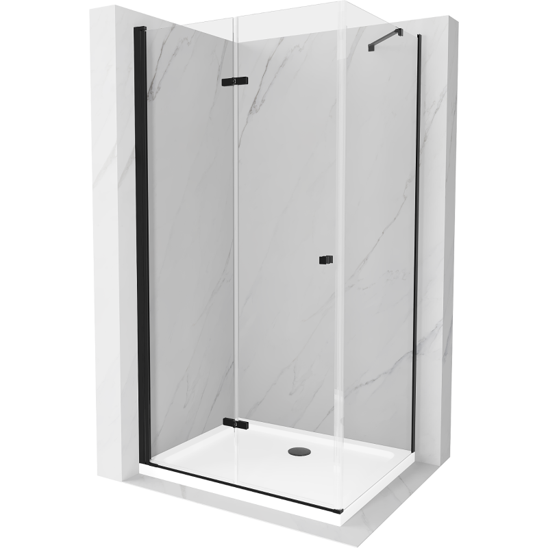 Mexen Lima faltbare Duschkabine 100 x 110 cm, transparent, schwarz + Duschwanne Flat, weiß - 856-100-110-70-00-4010B
