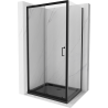 Mexen Apia Duschkabine zum Schieben 110 x 100 cm, transparent, schwarz + Duschwanne Flat, schwarz - 840-110-100-70-00-4070B