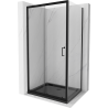 Mexen Apia schiebbare Duschkabine 110 x 80 cm, transparent, schwarz + Flat Duschwanne, schwarz - 840-110-080-70-00-4070B
