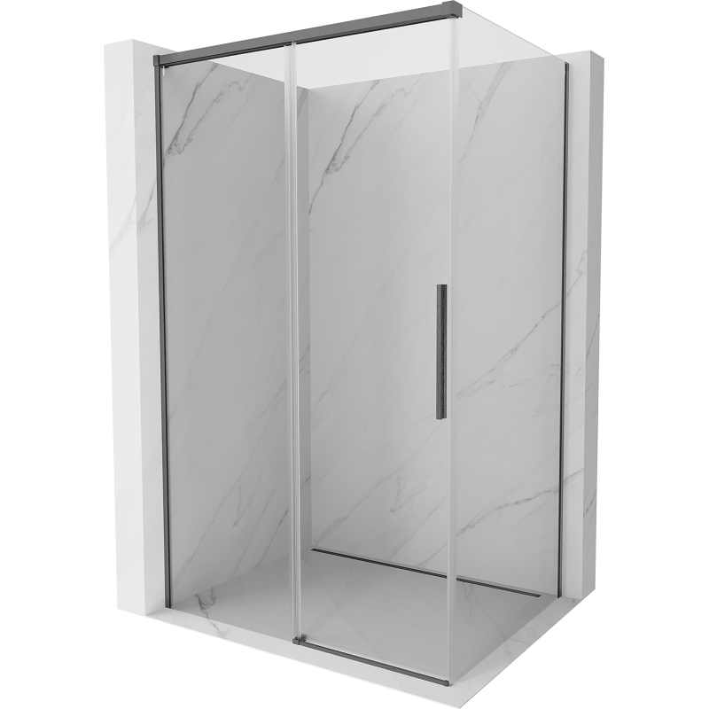 Mexen Rox Duschkabine 155 x 85 cm, transparent, gebürstet Gun Gray - 8C2-155-085-66-00