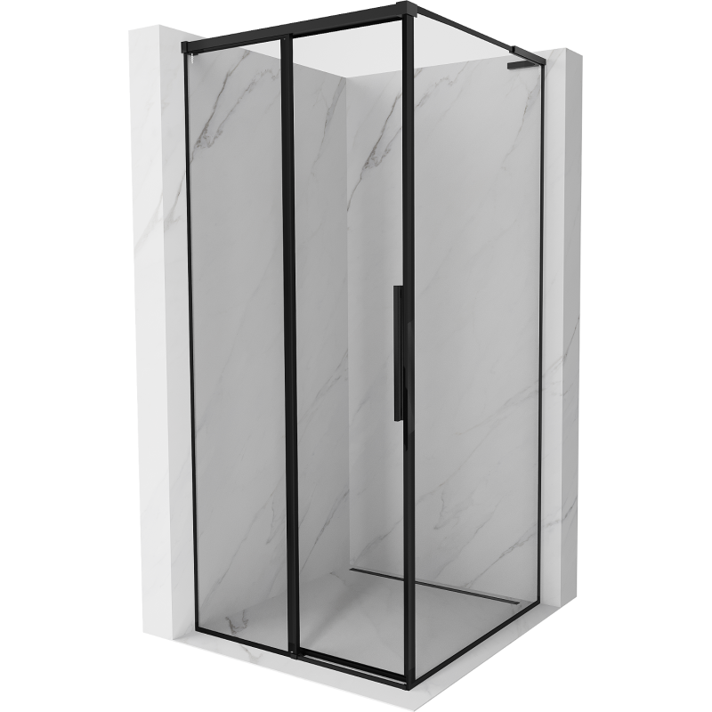 Mexen Rox L Duschkabine Schiebetür links 110 x 110 cm, schwarzer Rahmen, schwarz - 8C2L-110-110-70-70-L