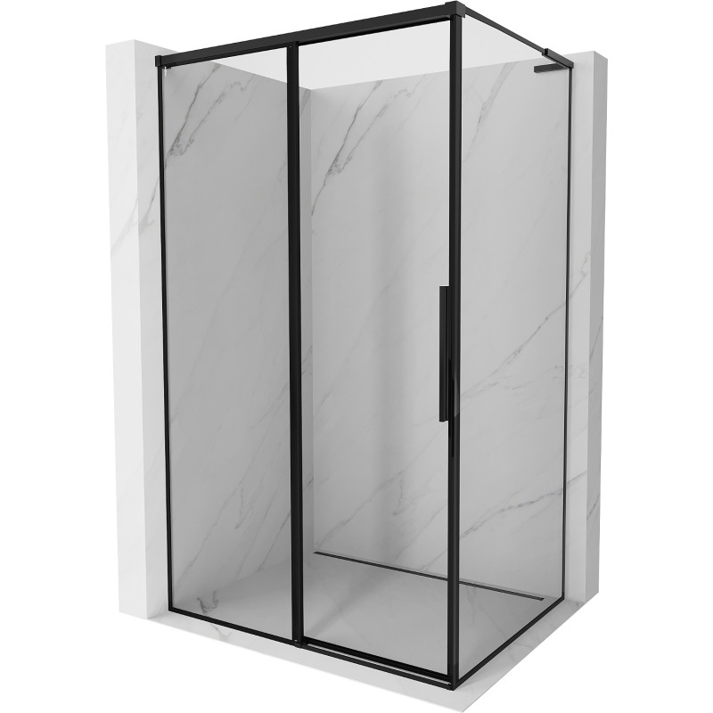 Mexen Rox L Schiebedusche links 110 x 120 cm, schwarzer Rahmen, schwarz - 8C2L-110-120-70-70-L