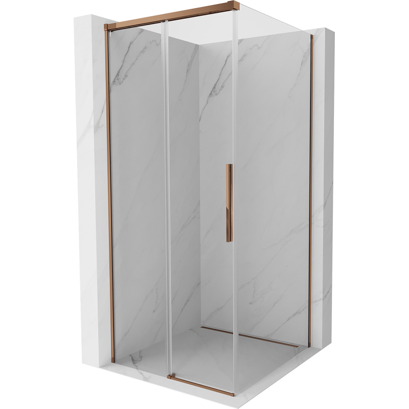 Mexen Rox Duschkabine Schiebetür 90 x 90 cm, transparent, Roségold - 8C2-090-090-60-00