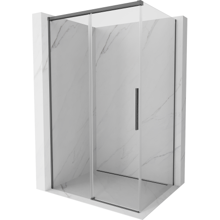 Mexen Rox Duschkabine Schiebetür 135 x 95 cm, transparent, gebürstet Gun Gray - 8C2-135-095-66-00