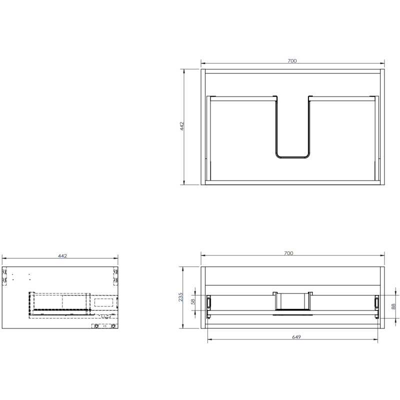 Mexen Orio Badschrank 70 cm mit Waschbecken Vela, 1 Schublade, schwarz glänzend/schwarz matt - 91A10-07023-1-BF70-W23M71