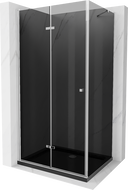Mexen Lima faltbare Duschkabine 80 x 100 cm, Grafit, Chrom + Duschwanne Flat, schwarz - 856-080-100-01-40-4070
