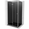 Mexen Lima faltbare Duschkabine 90 x 120 cm, Graphit, Chrom + Duschwanne Flat, schwarz - 856-090-120-01-40-4070