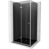 Mexen Lima faltbare Duschkabine 100 x 90 cm, Grafit, Chrom + Duschwanne Flat, schwarz - 856-100-090-01-40-4070