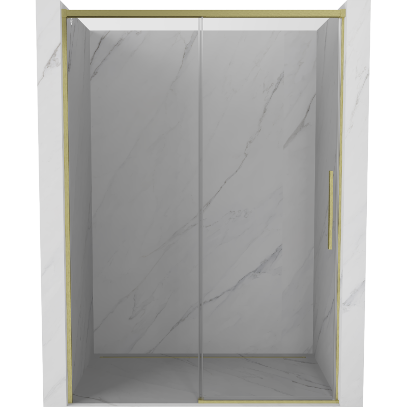 Mexen Rox Schiebetür für Dusche 145 cm, transparent, gebürstetes Gold - 8C2-145-000-55-00
