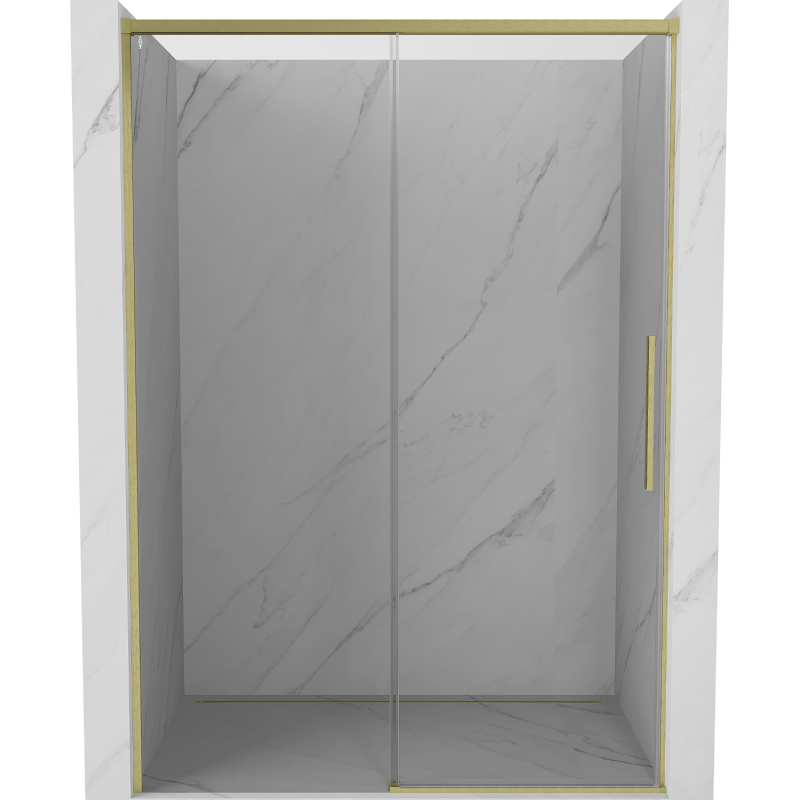 Mexen Rox Schiebeduschtür 155 cm, transparent, gebürstetes Gold - 8C2-155-000-55-00