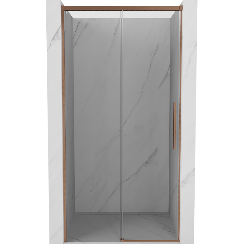 Mexen Rox Schiebetür-Duschwand 135 cm, transparent, gebürstetes Kupfer - 8C2-135-000-65-00