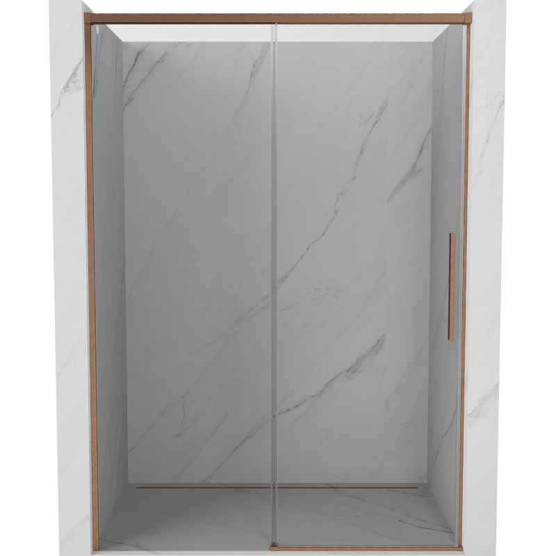 Mexen Rox Schiebetüren für Dusche 140 cm, transparent, gebürstetes Kupfer - 8C2-140-000-65-00