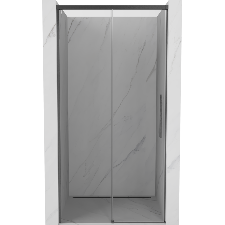 Mexen Rox Schiebetür Duschwand 100 cm, transparent, gebürstetes Gun Gray - 8C2-100-000-66-00