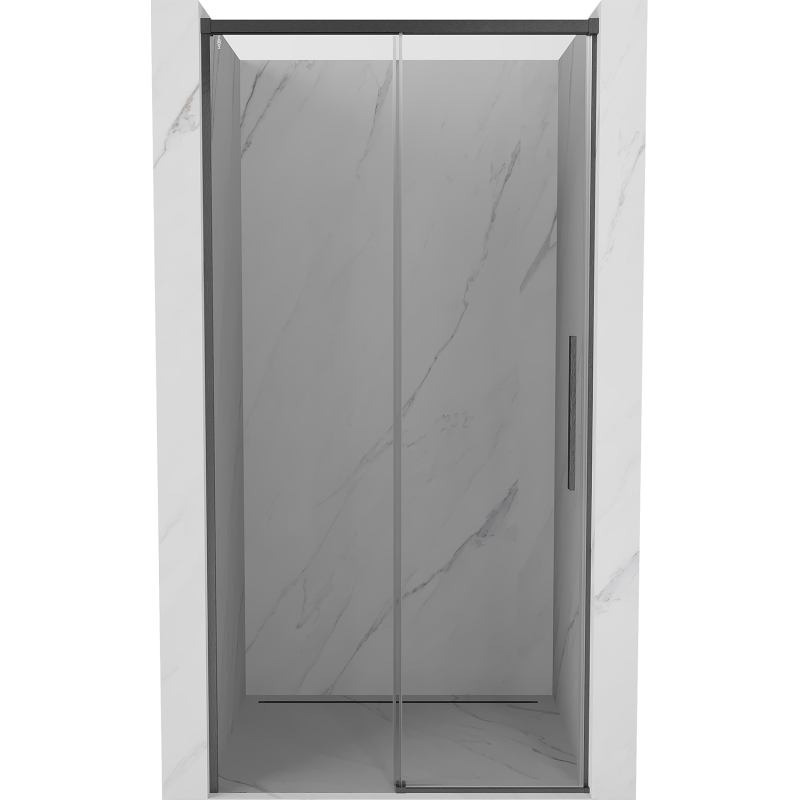 Mexen Rox Schiebetür-Duschwand 130 cm, transparent, gun grau gebürstet - 8C2-130-000-66-00