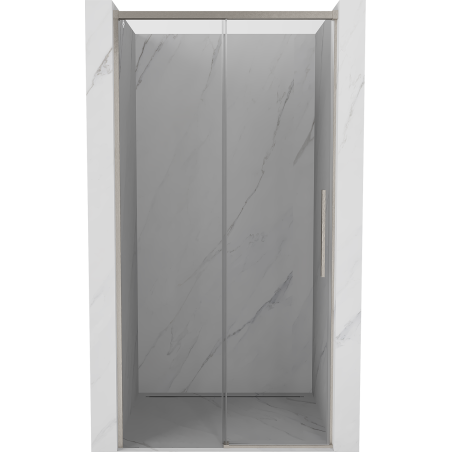 Mexen Rox Schiebetür Duschabtrennung 100 cm, transparent, gebürstetes Nickel - 8C2-100-000-97-00