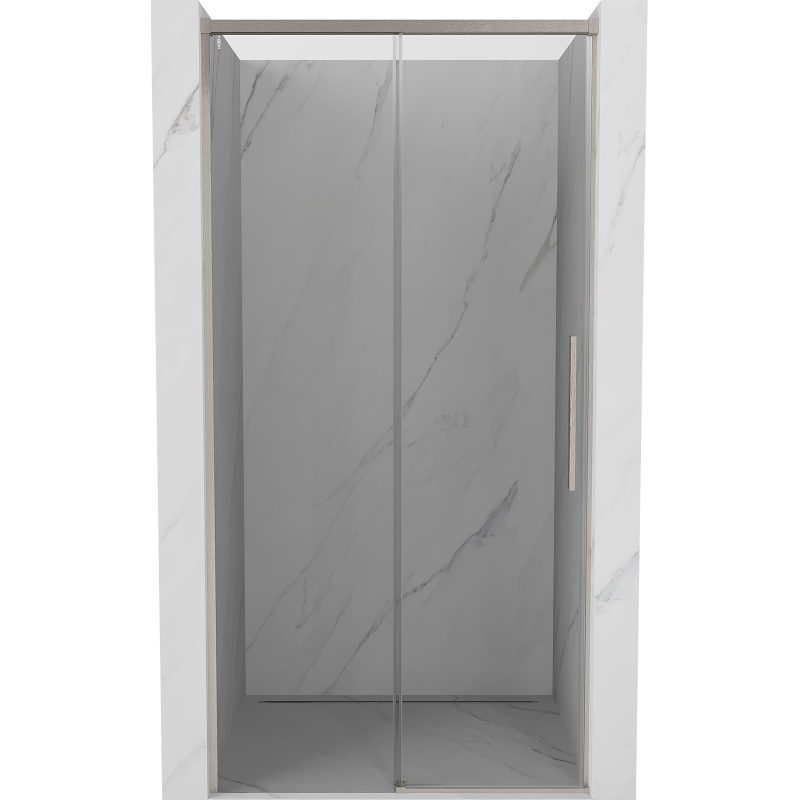 Mexen Rox Schiebetür Dusche 110 cm, transparent, gebürstetes Nickel - 8C2-110-000-97-00
