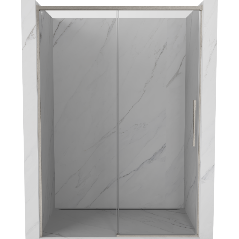 Mexen Rox Schiebetür Dusche 145 cm, transparent, gebürsteter Nickel - 8C2-145-000-97-00