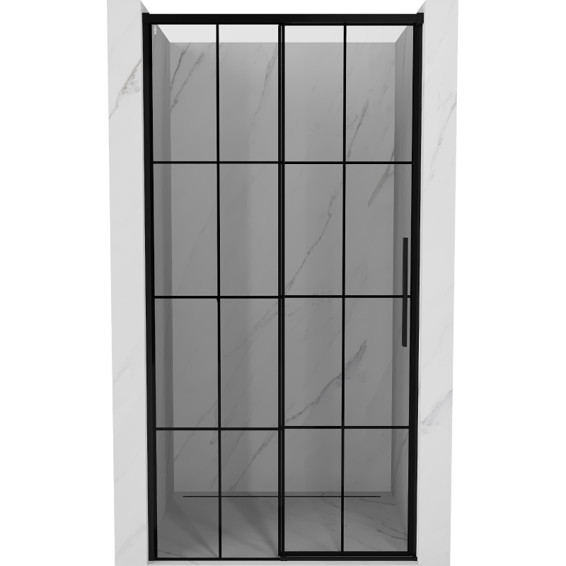 Mexen Rox Schiebetür für die Dusche links 105 cm, schwarzes Gitter, schwarz - 8C2-105-000-70-77-L