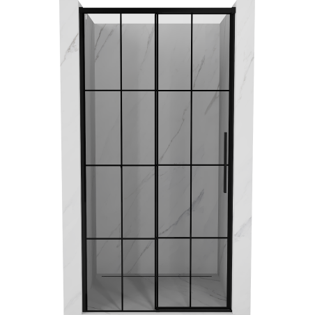 Mexen Rox Schiebetür Dusche links 110 cm, schwarzes Gitter, schwarz - 8C2-110-000-70-77-L