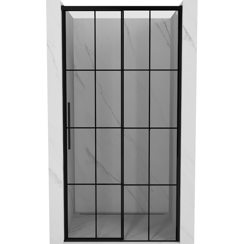 Mexen Rox Schiebetür-Duschkabine rechts 130 cm, schwarzes Gitter, schwarz - 8C2-130-000-70-77-P
